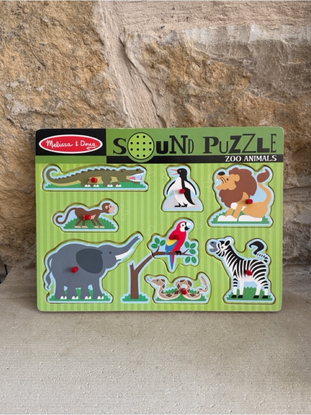 Melissa & Doug Zoo Animals Sound Puzzle Wooden Peg Puzzle